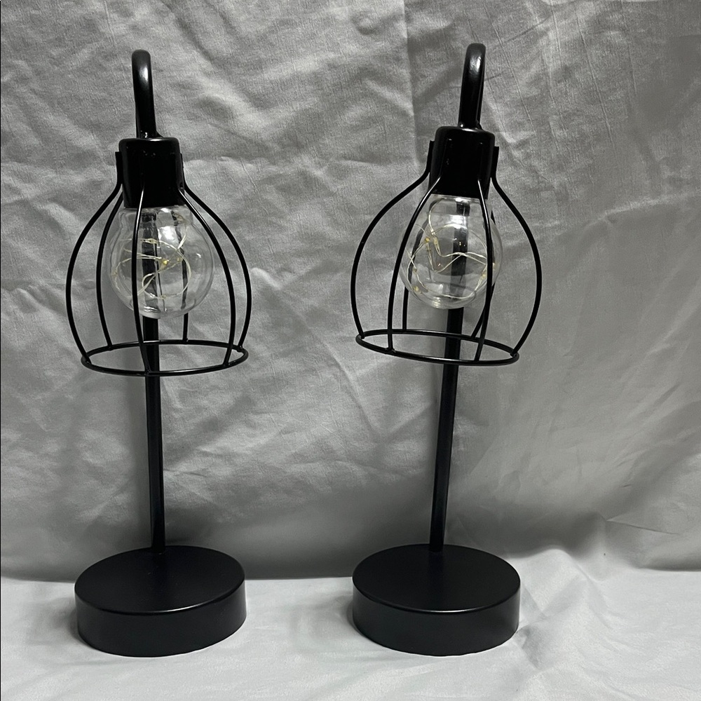 Black Metal Lantern Table Lamps